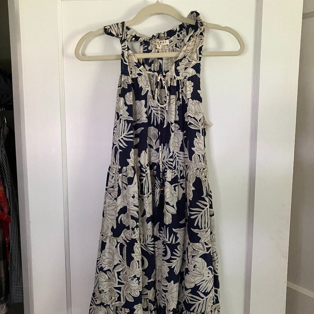 Paani Blue Sleeveless Ruffle Collared Sundress